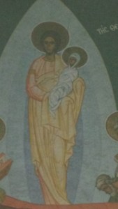 Fresco of Christ holding his Mother Mary - Crypt of the Dormition