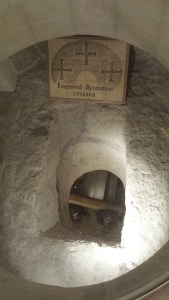 Looking down into the holding area