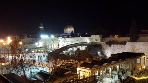 Night view of Western Wall area
