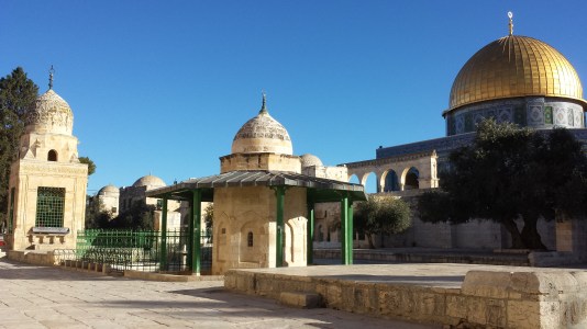 It's believed that the Holy of Holies may have been located at the spot where the structure on the left currently is.