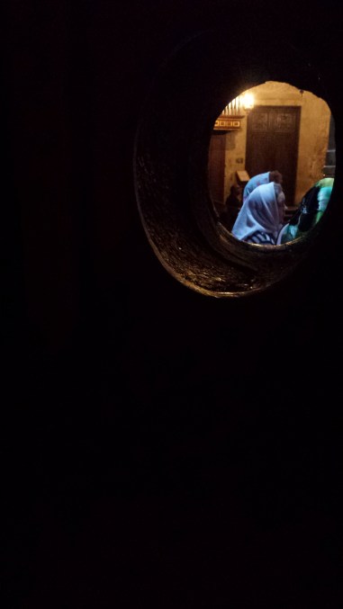 Looking out from the interior of the Aedicule